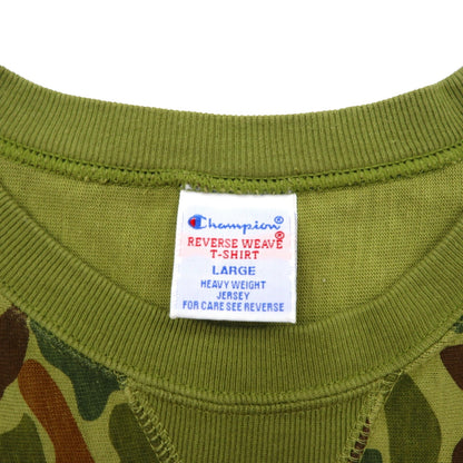 Champion リバースウィーブ REVERSE WEAVE Tシャツ L カーキ カモフラ コットン SANDIEGO アーチロゴ