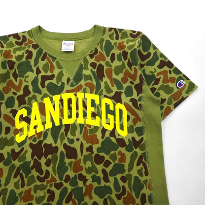 Champion リバースウィーブ REVERSE WEAVE Tシャツ L カーキ カモフラ コットン SANDIEGO アーチロゴ