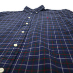 RALPH LAUREN Button Down Shirt XL Navy Check Cotton Small Pony Embroidery