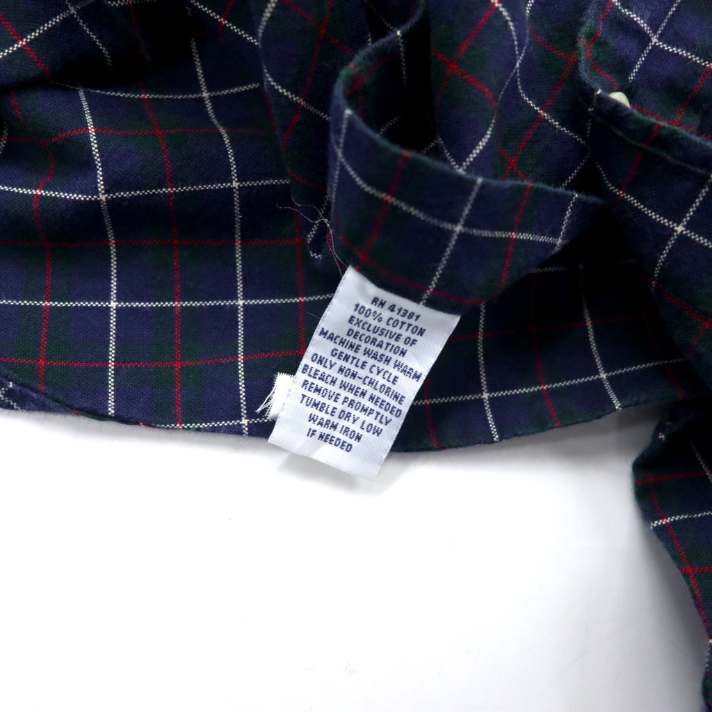 RALPH LAUREN Button Down Shirt XL Navy Check Cotton Small Pony Embroidery