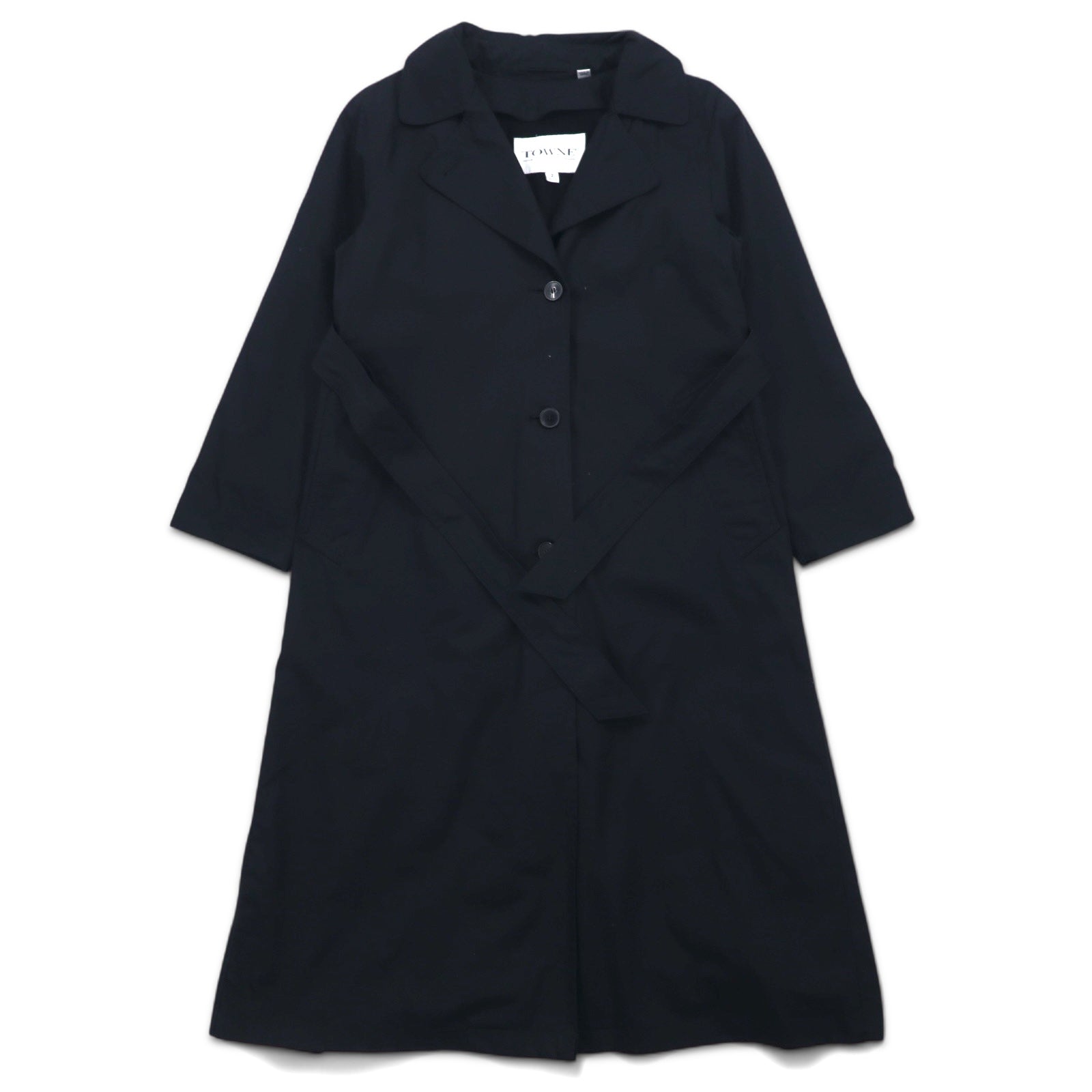 TOWNE BY LONDON FOG 90s detachable hood trench coat, M, black, polyester, cotton, detachable liner