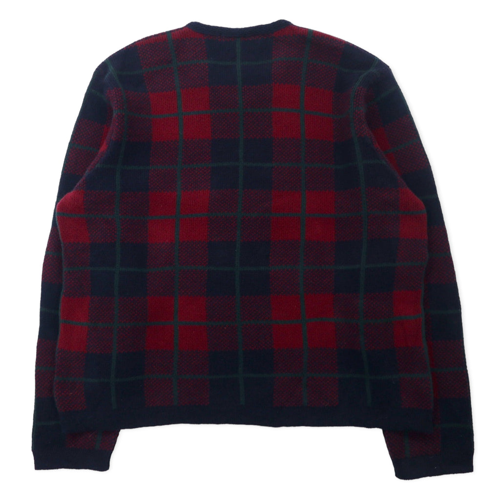 Polo by Ralph Lauren Vネック ニット セーター XL ネイビー チェック ラムウール