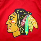 NHL ホッケーシャツ ジャージ M レッド ポリエステル ナンバリング シカゴ ブラックホークス インディアン プリント ビッグサイズ