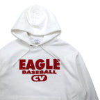 Champion Reverse Weave Pullover Hoodie 2XL White Cotton Fleece Lining EAGLE BASEBALL Blue Single Tag Reprint Made in Honduras
