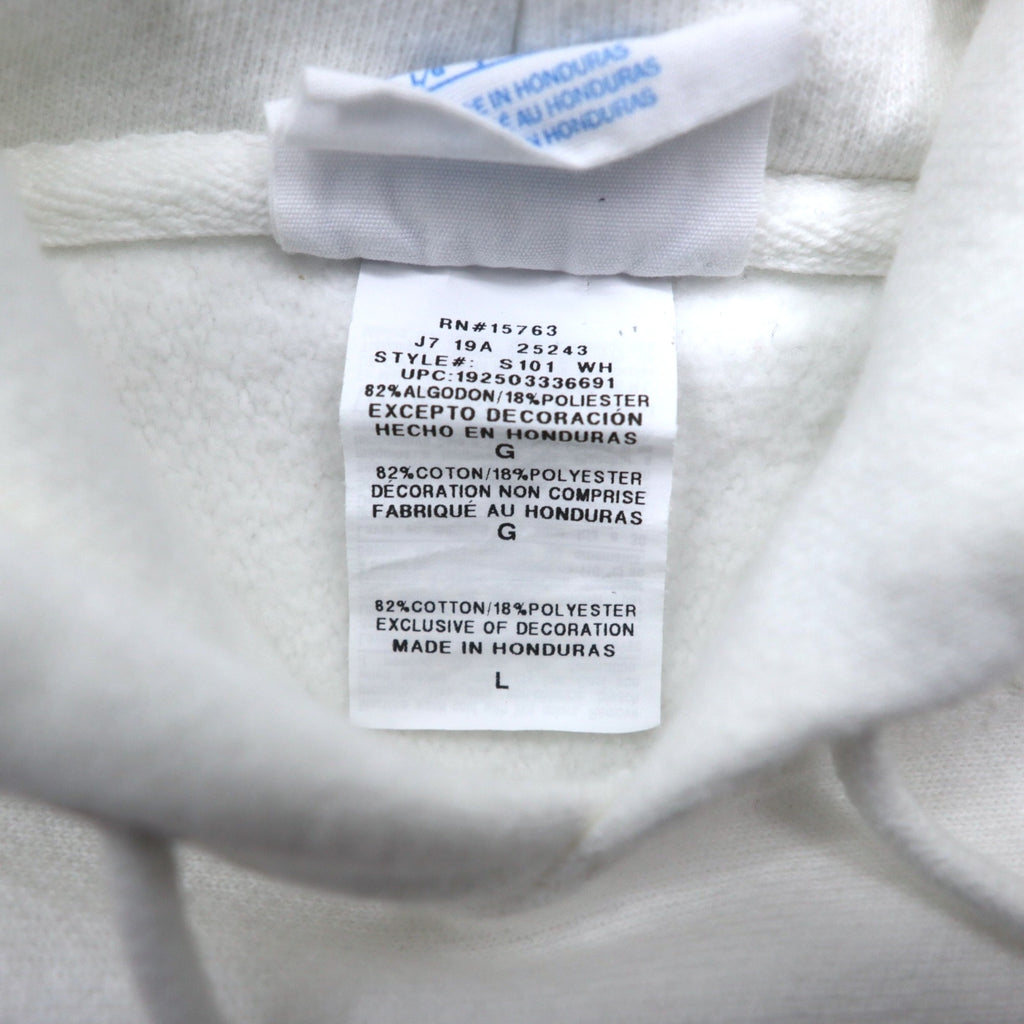 Champion Reverse Weave Pullover Hoodie 2XL White Cotton Fleece Lining EAGLE BASEBALL Blue Single Tag Reprint Made in Honduras