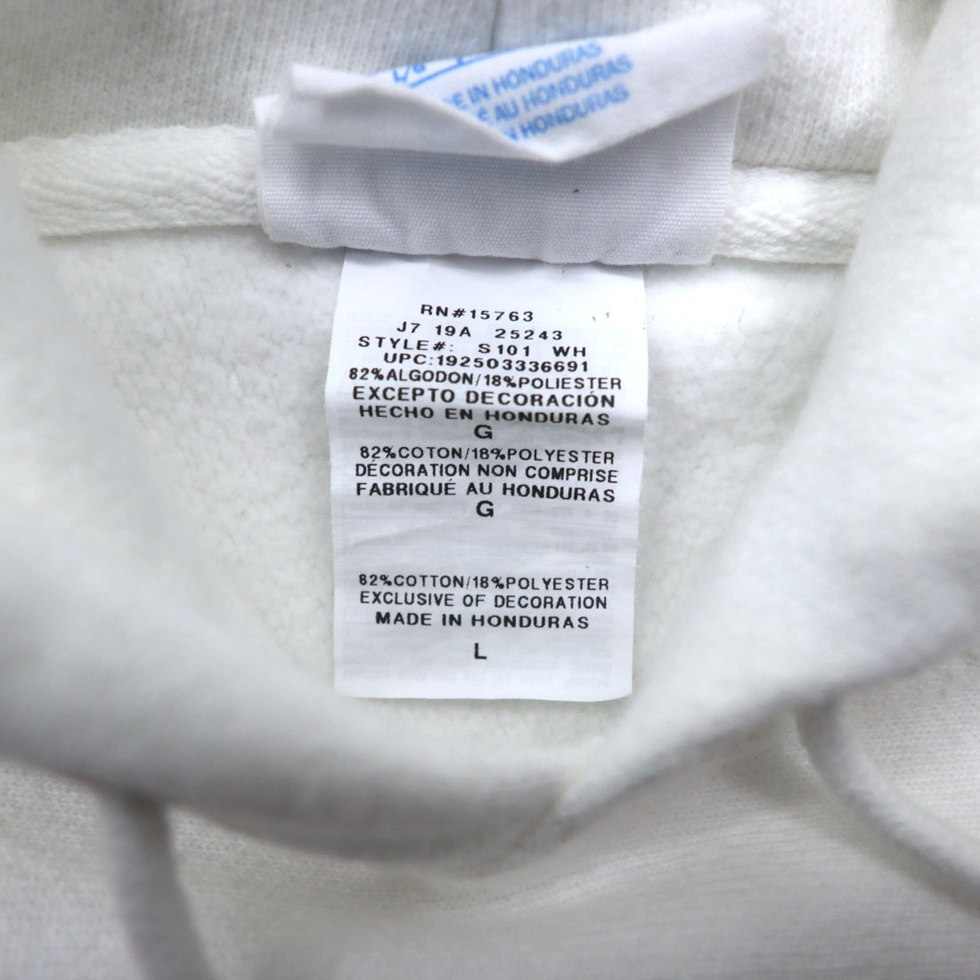 Champion Reverse Weave Pullover Hoodie 2XL White Cotton Fleece Lining EAGLE BASEBALL Blue Single Tag Reprint Made in Honduras