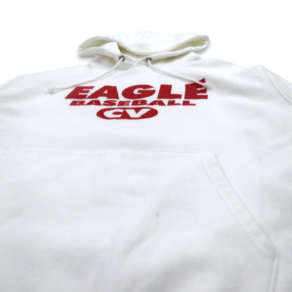 Champion Reverse Weave Pullover Hoodie 2XL White Cotton Fleece Lining EAGLE BASEBALL Blue Single Tag Reprint Made in Honduras