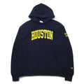 Champion Reverse Weave Pullover Hoodie, 3XL, Navy, Cotton, Fleece Lining, HOUSTON Arch Logo, Blue Single Tag, Reprint, Made in Honduras