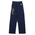 POLO RALPH LAUREN ロゴプリント イージーパンツ S ネイビー イエロー コットン ビッグポニー