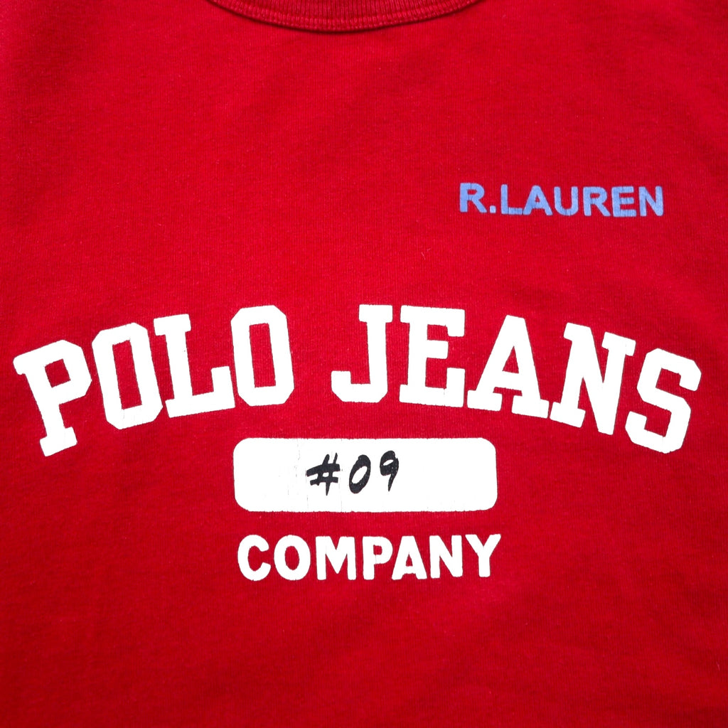 POLO JEANS COMPANY RALPH LAUREN 90年代 ツートン ドッキング Tシャツ L レッド ネイビー コットン