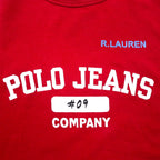POLO JEANS COMPANY RALPH LAUREN 90年代 ツートン ドッキング Tシャツ L レッド ネイビー コットン