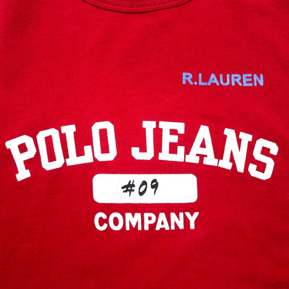 POLO JEANS COMPANY RALPH LAUREN 90s Two-Tone Docking T-Shirt, Size L, Red and Navy, Cotton
