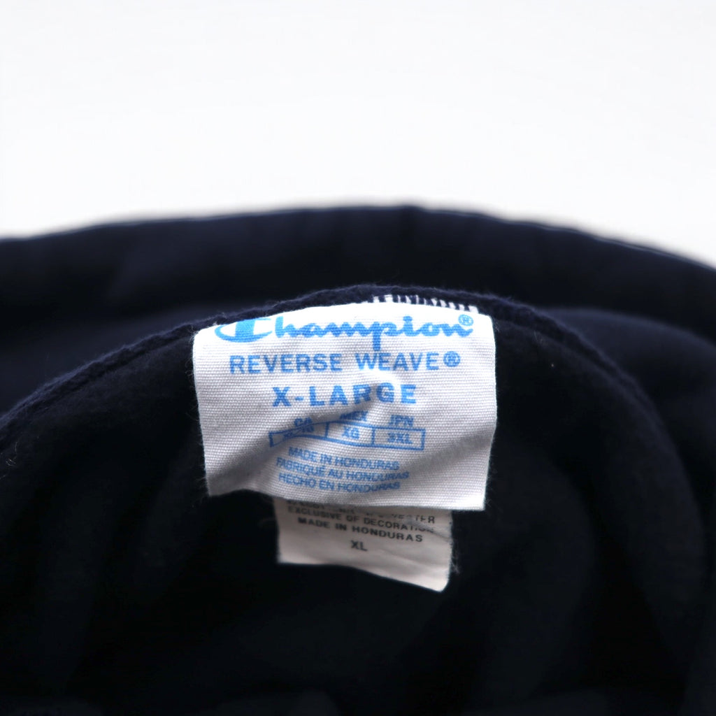 Champion Reverse Weave Pullover Hoodie, 3XL, Navy, Cotton, Fleece Lining, HOUSTON Arch Logo, Blue Single Tag, Reprint, Made in Honduras
