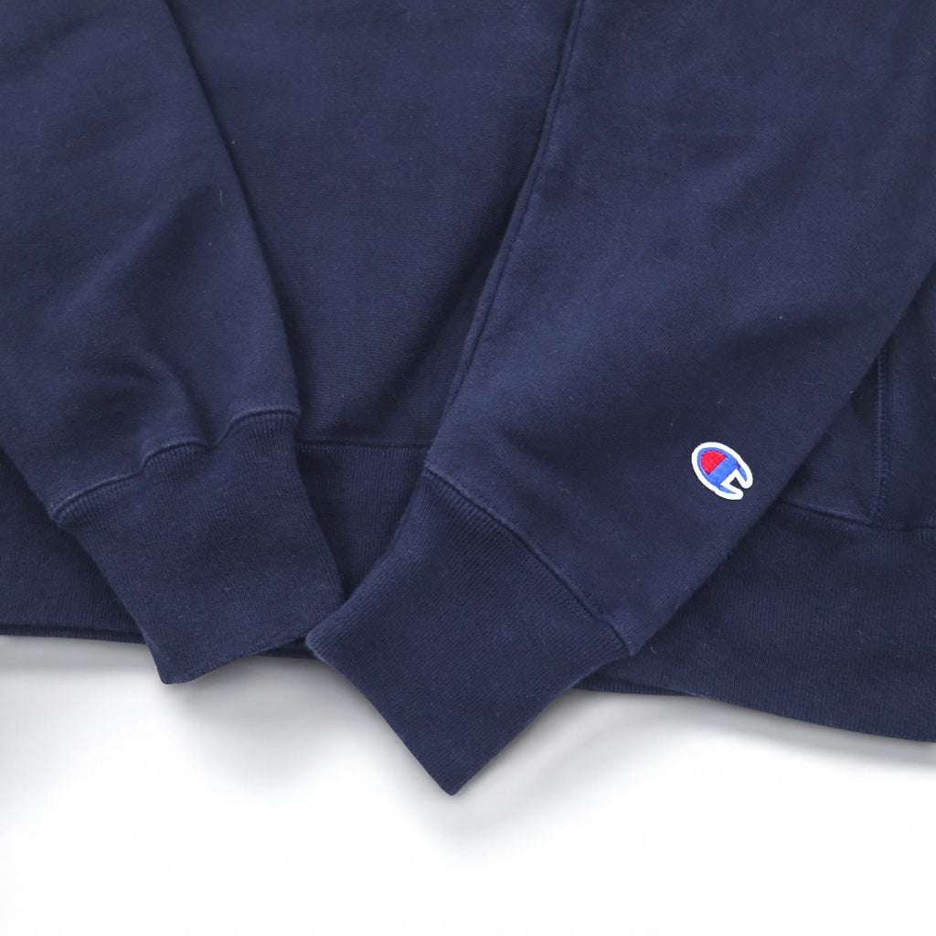 Champion Reverse Weave Pullover Hoodie, 3XL, Navy, Cotton, Fleece Lining, HOUSTON Arch Logo, Blue Single Tag, Reprint, Made in Honduras