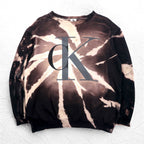 Calvin Klein 90年代 USA製 CKロゴ スウェット L ブラック コットン タイダイ ブリーチ