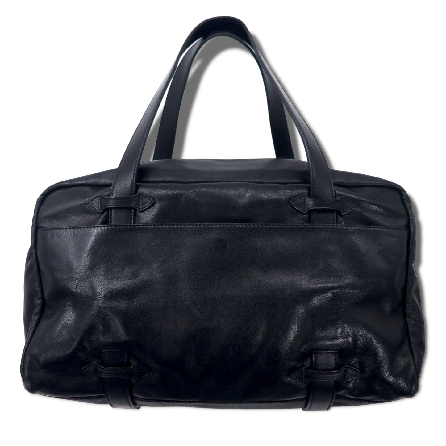 PORTER Butterfly All Leather Boston Bag Duffel Bag Black