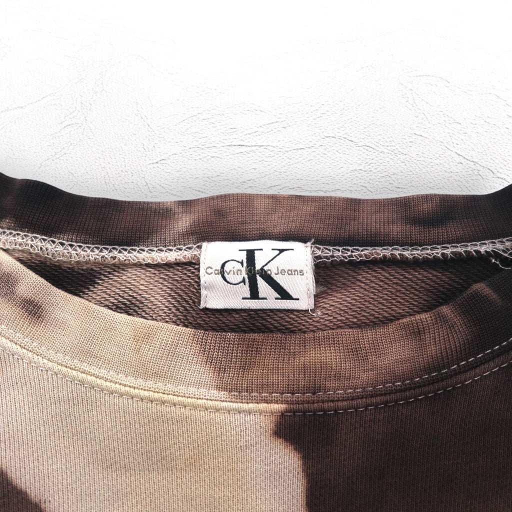 Calvin Klein 90年代 USA製 CKロゴ スウェット L ブラック コットン タイダイ ブリーチ