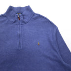 POLO RALPH LAUREN Half-Zip Sweatshirt 2XL Blue ESTATE RIB Small Pony Embroidery