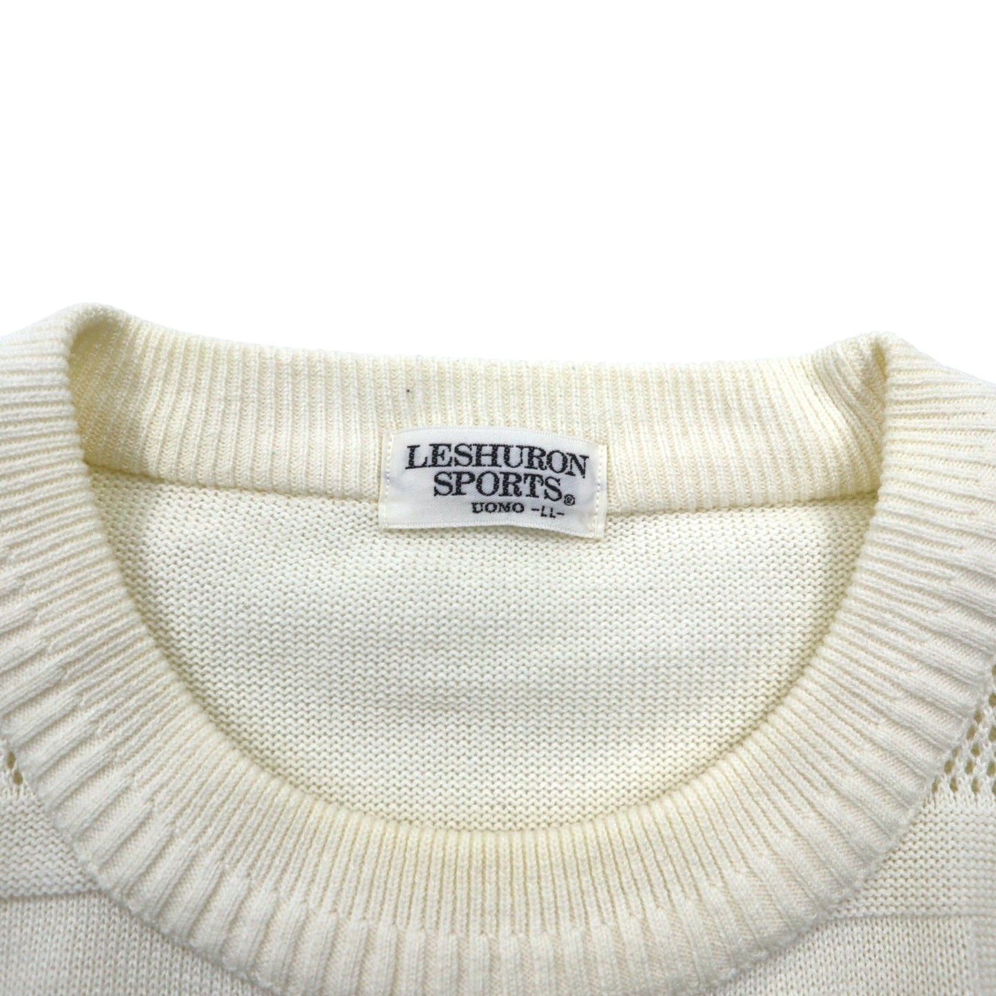 Vintage 90s Japan Made Street Sweater LESHURON SPORTS UOMO 刺繍 ニット セーター XL ホワイト
