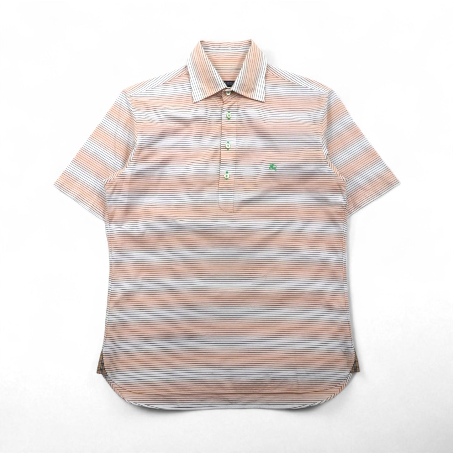 BURBERRY BLACK LABEL 半袖 プルオーバーシャツ M オレンジ ボーダー コットン