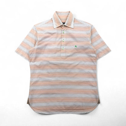 BURBERRY BLACK LABEL 半袖 プルオーバーシャツ M オレンジ ボーダー コットン