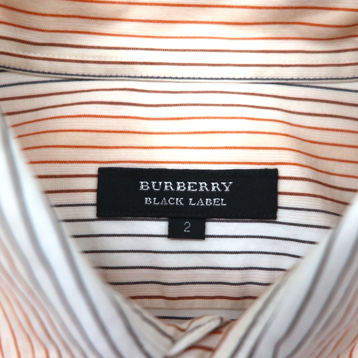 BURBERRY BLACK LABEL 半袖 プルオーバーシャツ M オレンジ ボーダー コットン