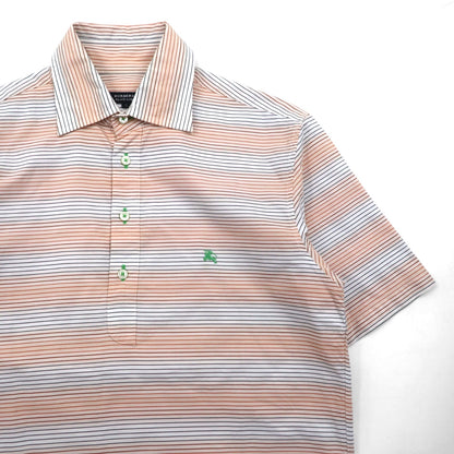 BURBERRY BLACK LABEL 半袖 プルオーバーシャツ M オレンジ ボーダー コットン