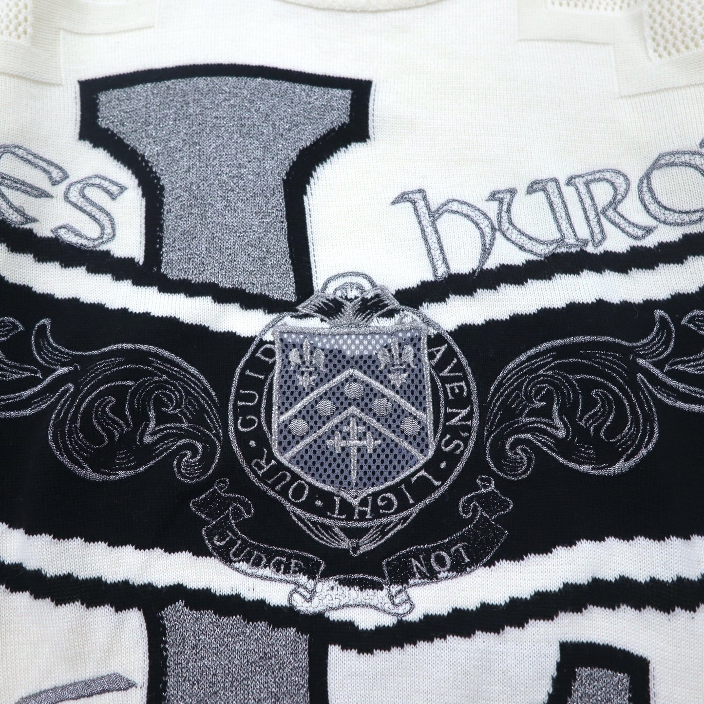 Vintage 90s Japan Made Street Sweater LESHURON SPORTS UOMO 刺繍 ニット セーター XL ホワイト