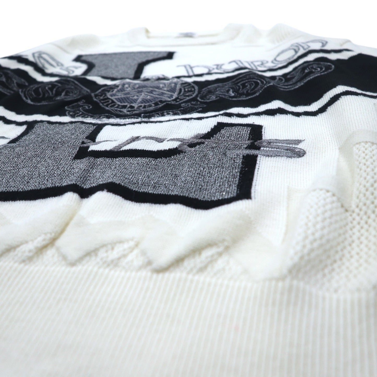 Vintage 90s Japan Made Street Sweater LESHURON SPORTS UOMO 刺繍 ニット セーター XL ホワイト