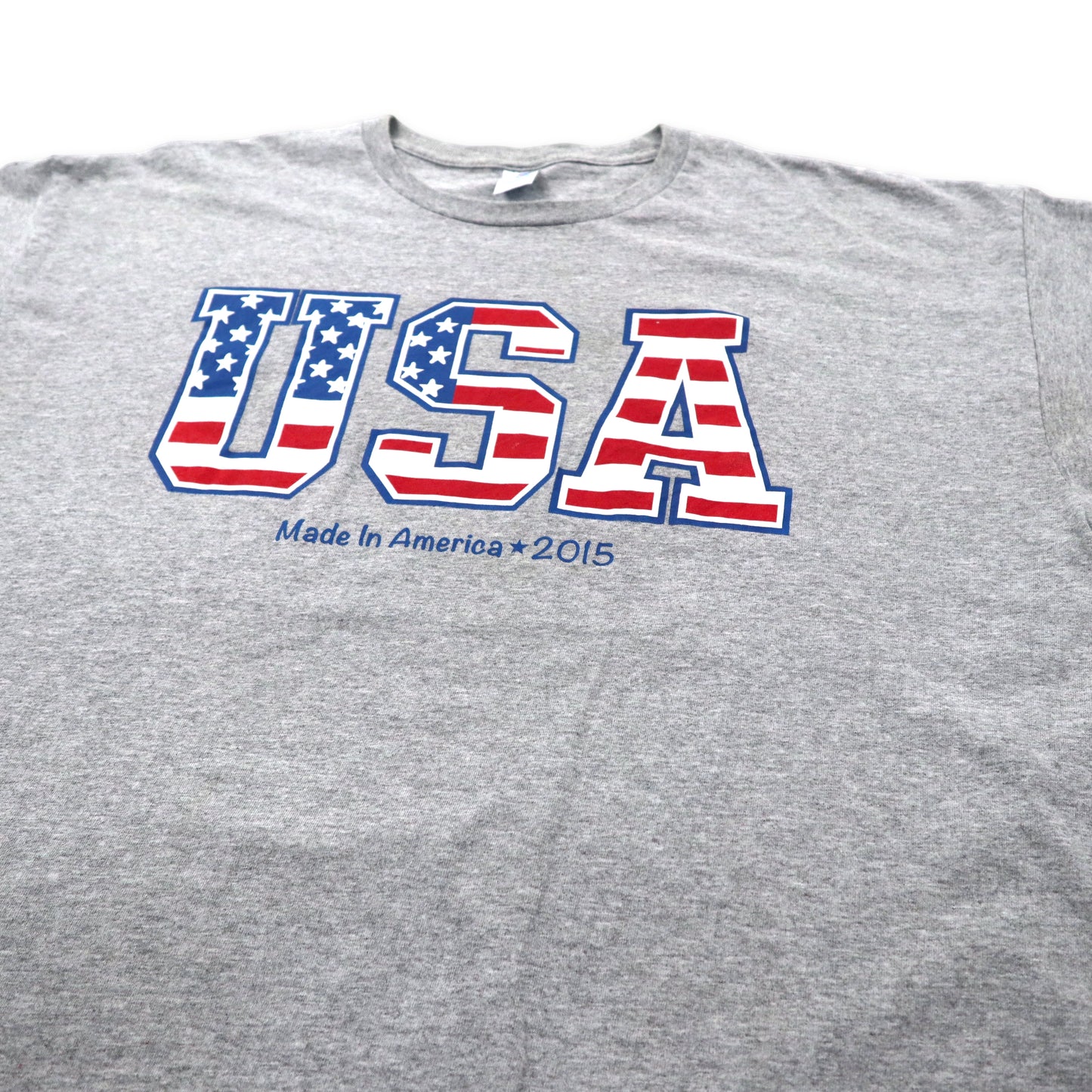 USA製 星条旗プリントTシャツ XL グレー コットン ビッグサイズ
