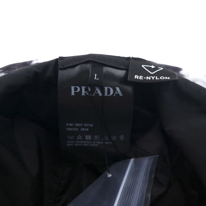 PRADA パデッド リナイロン バケットハット L Padded Re-Nylon Bucket Hat キルティング グレー プリント 2HC252