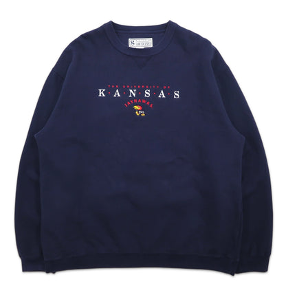 GEAR FOR SPORTS カレッジ刺繍 前V スウェット XL ネイビー コットン KANSAS JAYHAWKS