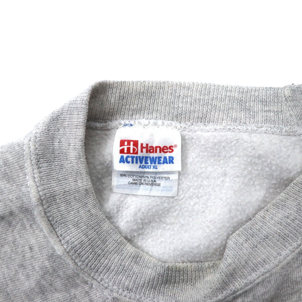 Hanes USA 90's ACTIVEWEAR Football Print Sweatshirt XL Gray Cotton IRON WOOD EAGLES