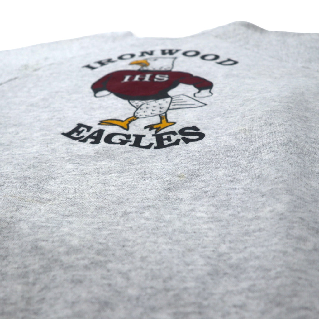 Hanes USA 90's ACTIVEWEAR Football Print Sweatshirt XL Gray Cotton IRON WOOD EAGLES