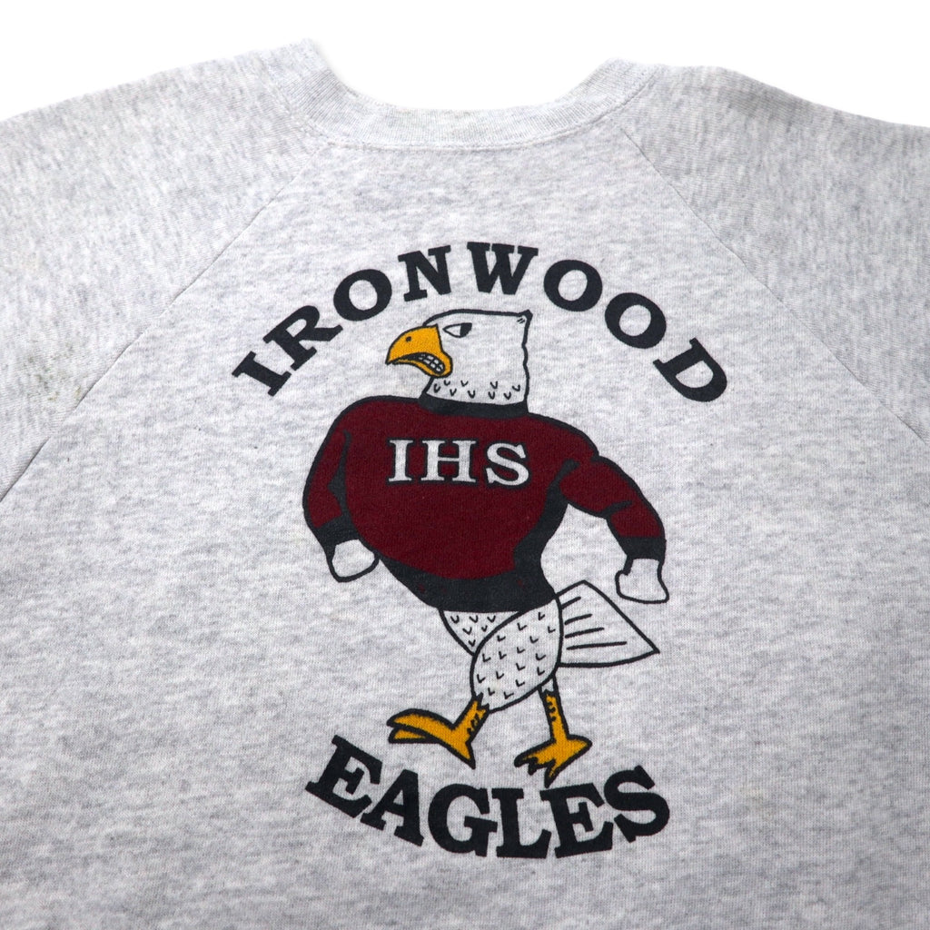 Hanes USA 90's ACTIVEWEAR Football Print Sweatshirt XL Gray Cotton IRON WOOD EAGLES