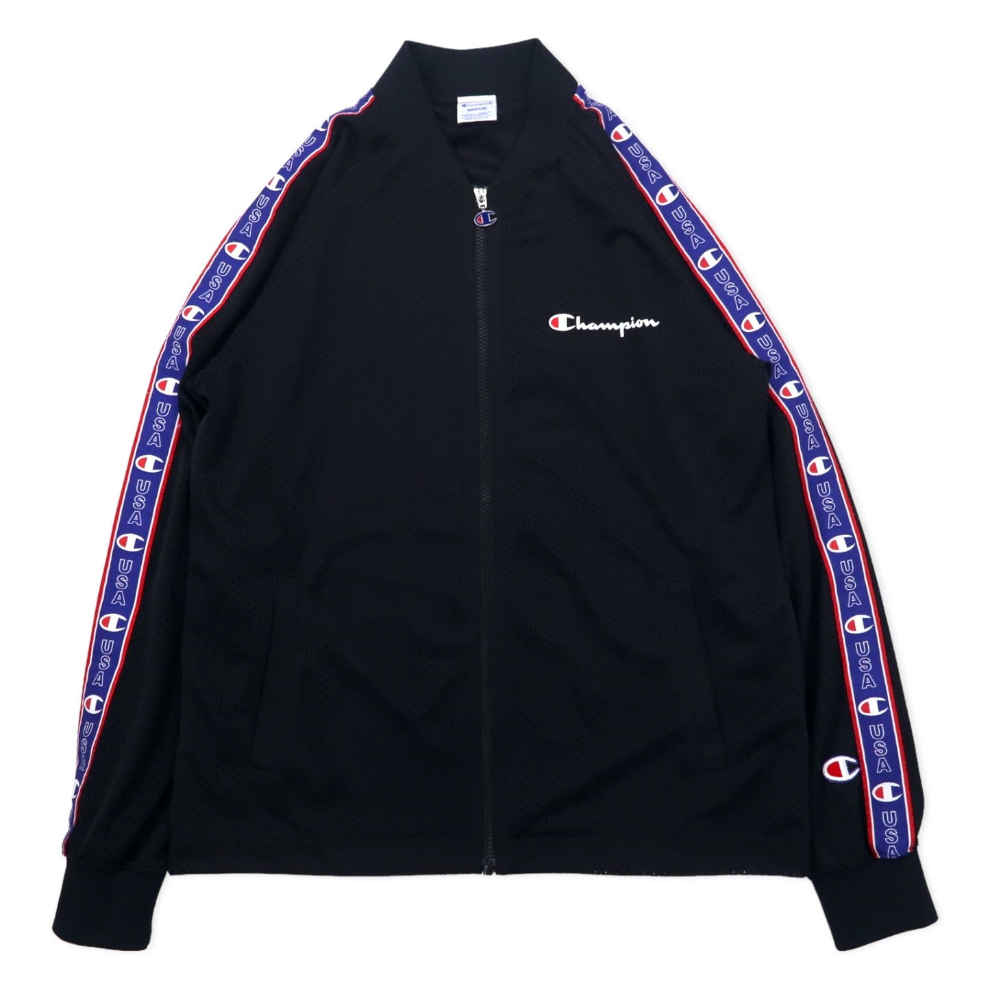 Champion アクションスタイル メッシュ フルジップジャケット トラックジャケット M ブラック ポリエステル テープロゴ ACTION STYLE MESH FULL ZIP JACKET C3-P603