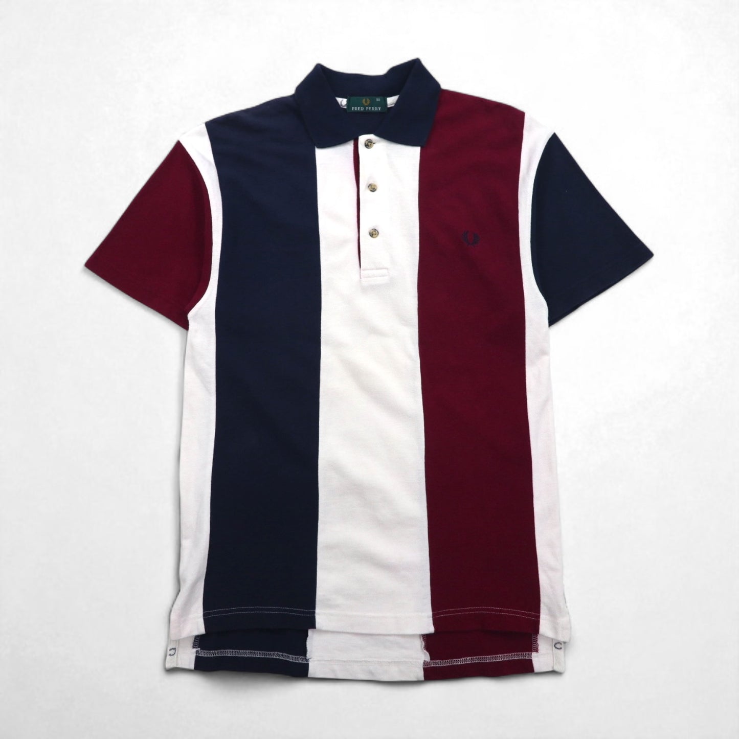 FRED PERRY ポロシャツ M マルチカラー ストライプ コットン 鹿の子 ワンポイントロゴ刺繍