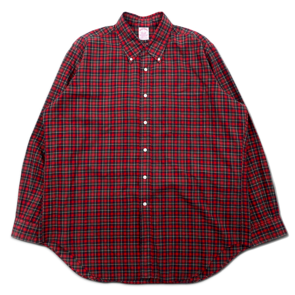 Brooks Brothers USA Tartan Check Button Down Shirt, XL, Red, Cotton