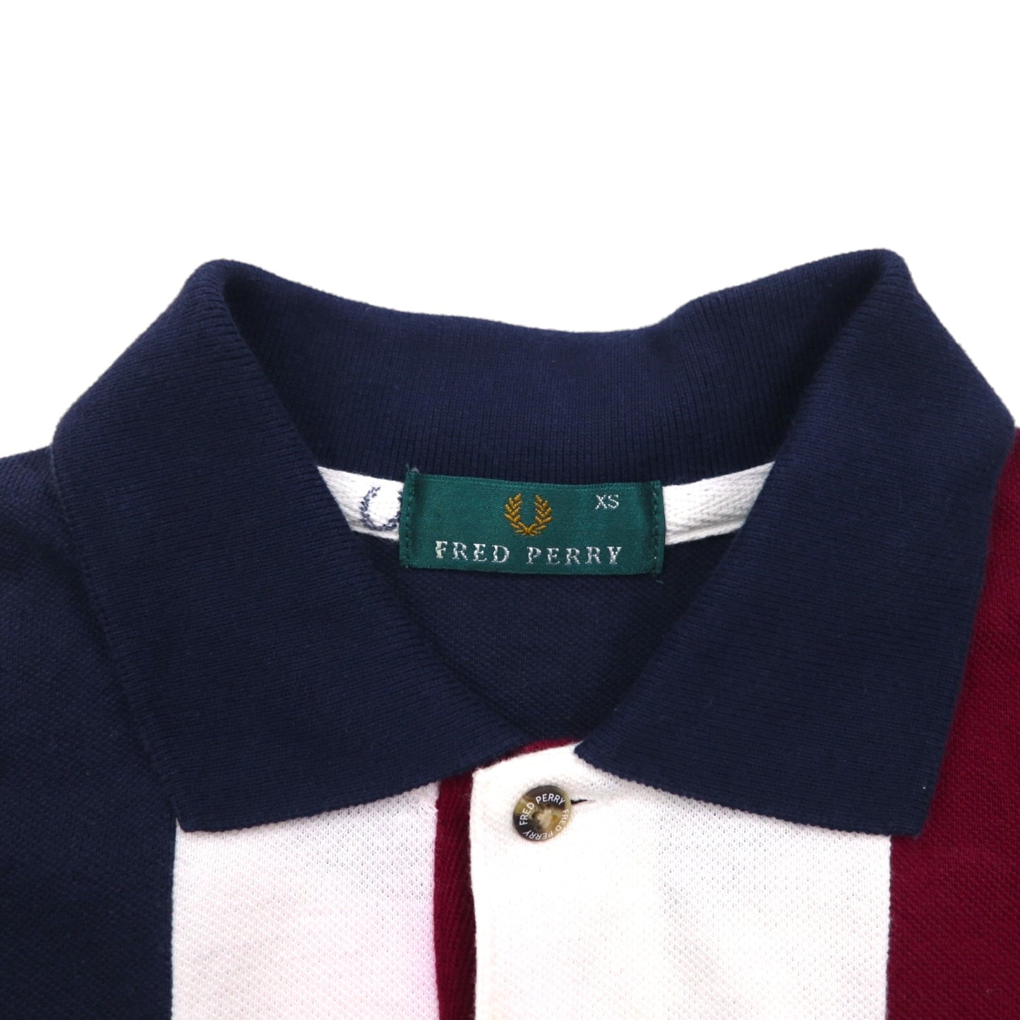 FRED PERRY ポロシャツ M マルチカラー ストライプ コットン 鹿の子 ワンポイントロゴ刺繍