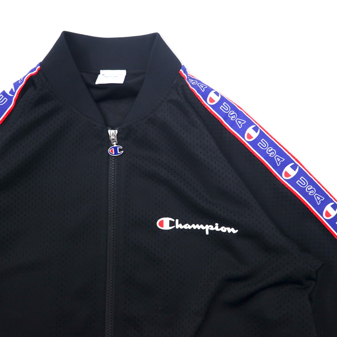 Champion Action Style Mesh Full Zip Jacket Track Jacket M Black Polyester Tape Logo ACTION STYLE MESH FULL ZIP JACKET C3-P603