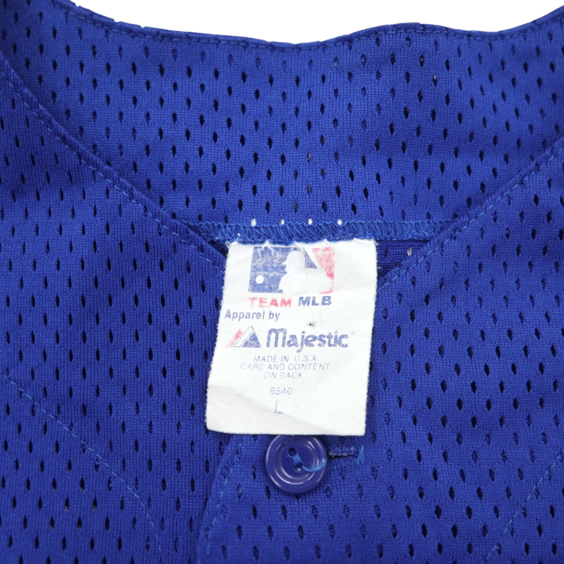 majestic 90年代 USA製 メッシュ ベースボールシャツ L ブルー MLB Champions PUB ナンバリング