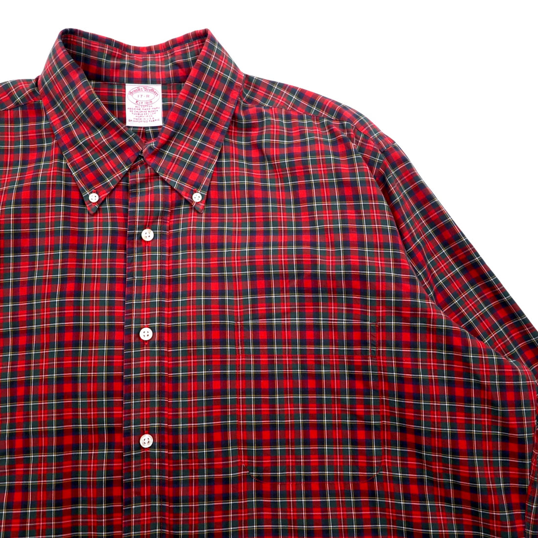 Brooks Brothers USA Tartan Check Button Down Shirt, XL, Red, Cotton