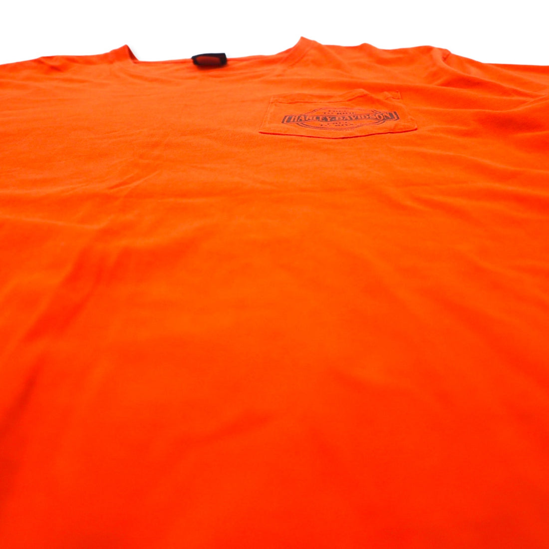 HARLEY DAVIDSON Logo Print T-Shirt Pocket Tee 2XL Orange Cotton FORT WAYNE, INDIANA Big Size