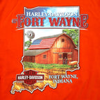HARLEY DAVIDSON Logo Print T-Shirt Pocket Tee 2XL Orange Cotton FORT WAYNE, INDIANA Big Size