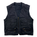 Vintage Leather Hunting Vest Utility Leather Hunting Vest L Black Zip Up