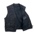 Vintage Leather Hunting Vest Utility Leather Hunting Vest L Black Zip Up
