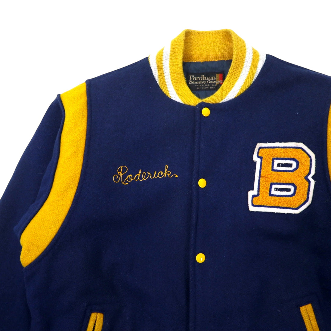 80s Fordham Varsity Jacket Award Jacket XL Navy Wool BRADWELL BAND Tiger