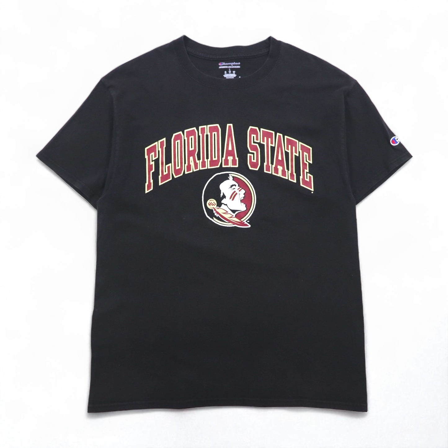 Champion College Print T-Shirt, XL, Black Cotton, Florida State Arch Logo