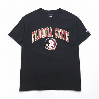 Champion College Print T-Shirt, XL, Black Cotton, Florida State Arch Logo