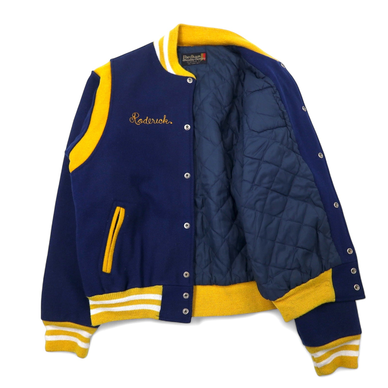 80s Fordham Varsity Jacket Award Jacket XL Navy Wool BRADWELL BAND Tiger